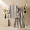 Women's Fall New Striped Printed V-Neck Set