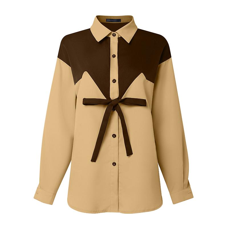 ZANZEA Damska bluzka z długim rękawem i kołnierzykiem typu „klik”