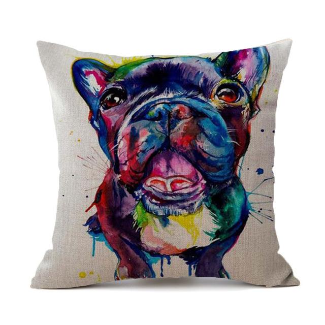 Creative Bulldog Pillow Case Linen Cartoon Dog Decorative Pillowcases Cute Bulldog Throw Pillow Case Kussensloop Almohada Zt274
