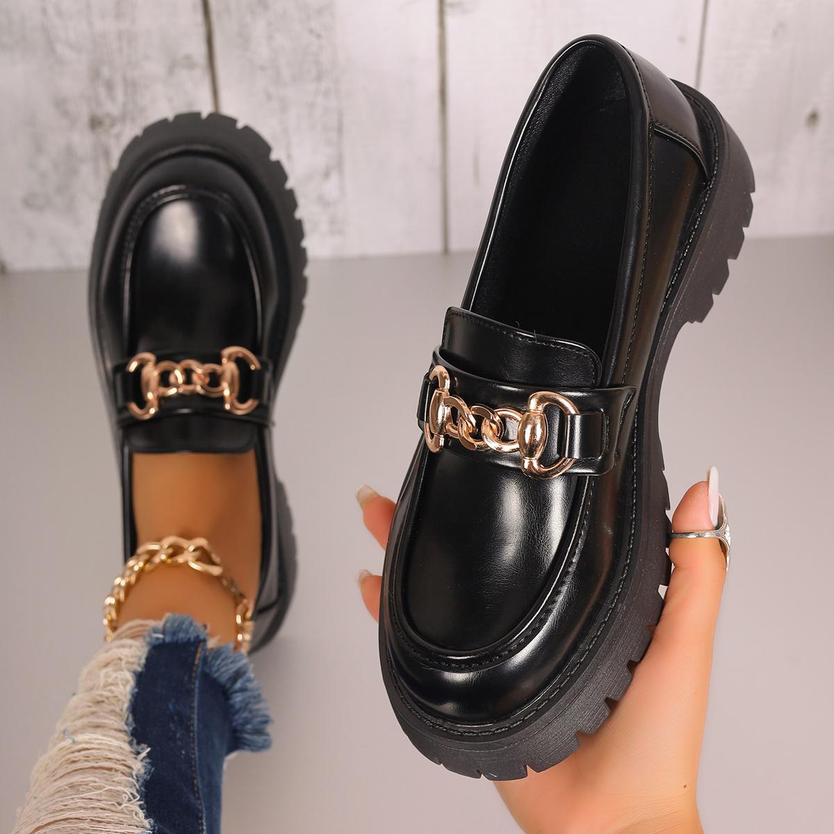 модные женские мокасины модные туфли на платформе женские черные британские туфли-лодочки — фото 6