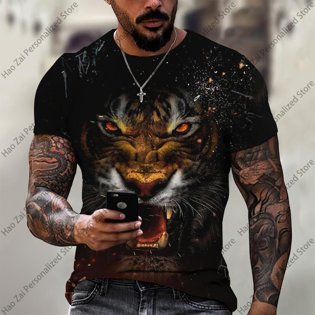 2026 New Summer Fashion: Cool 3D Animal Digital Print Trendy Men s Round-Neck Short-Sleeve T-Shirt—SoftComfortableand Breathable XXS
