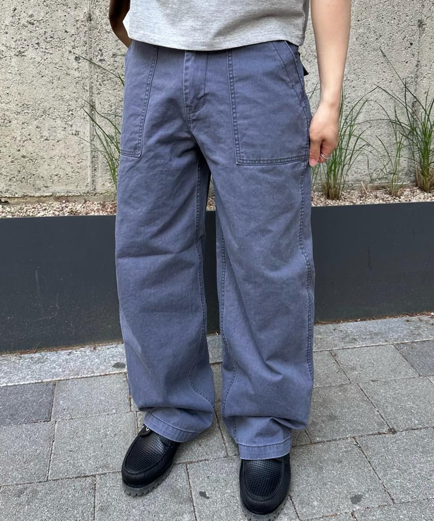 BASEMOMENT Washed Fatigue Work Pants Slate Blue