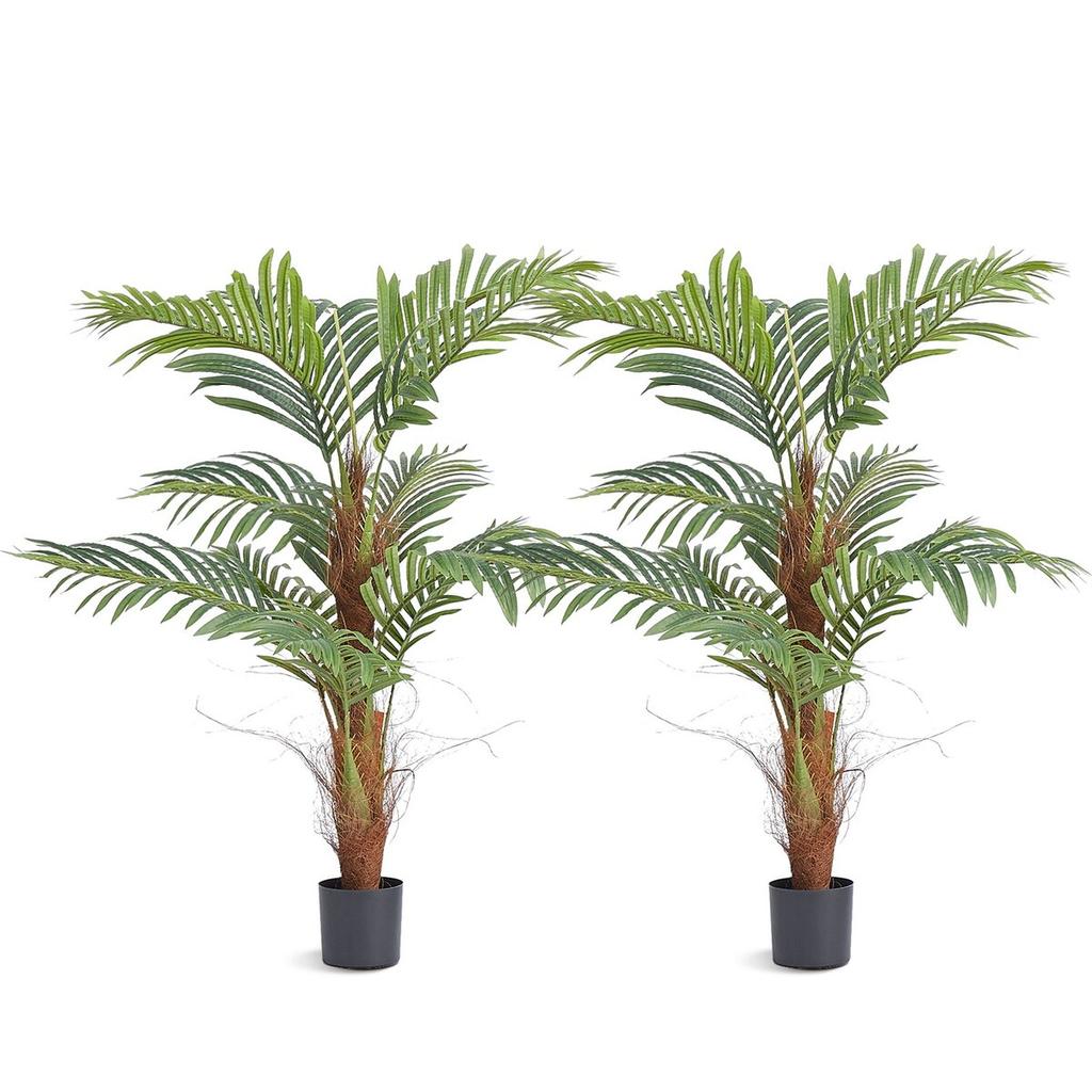 Artificial Palm Tree, 4 FT Tall Faux Plant, Secure PE Material & Anti-Tip Tilt Protection Low-Maintenance Plant, Lifelike Green Fake Tree for Home