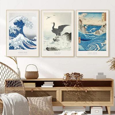 Nordic Hokusai Ohara Koson Japan Stil Welle Wand Kunst Leinwand Malerei Poster Und Drucke Wand Bilder Für Wohnzimmer Wohnkultur