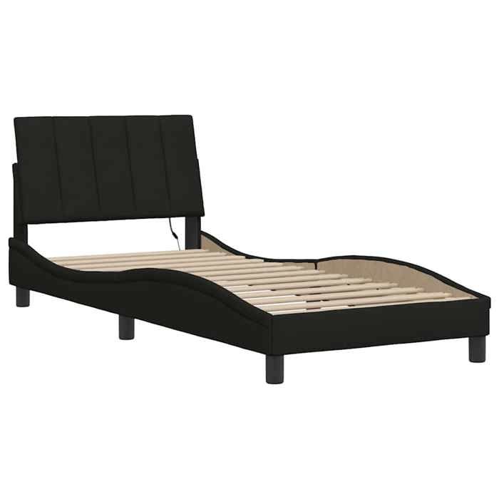 VidaXL Cadre de lit sans matelas noir 90x200 cm tissu, lit, sommier, lit en tissu, meuble de chambre à coucher, lit simple, 3310435