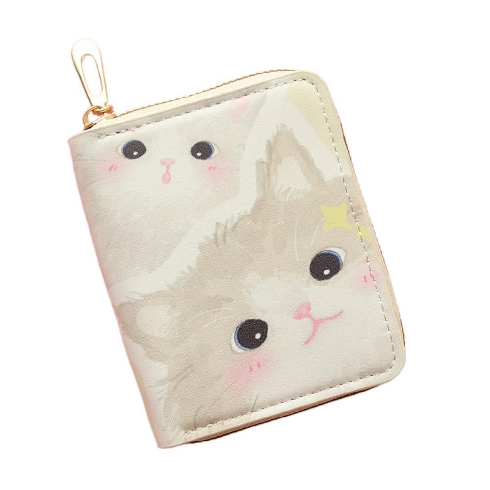 Kawaii Cute Cat Puppy Coin Purse Short Zipper Cartoon Wallet PU Leather Key Bag for Girls Gift