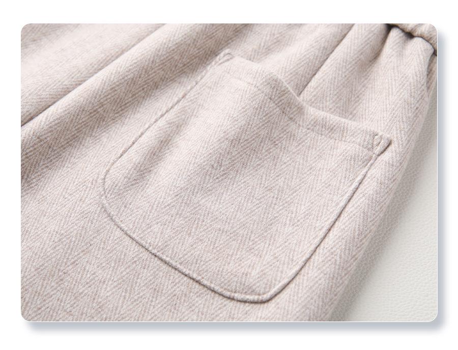 2024 New Beige Wool Blend Women's Wide-Leg Pants - Autumn/Winter Casual Straight-Leg Style