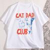 100% Reine Baumwolle Kurzarm-T-Shirt mit Katzenclub-Aufdrucken Lustiges Mimi Haustiereltern Kreativ Bedrucktes T-Shirt