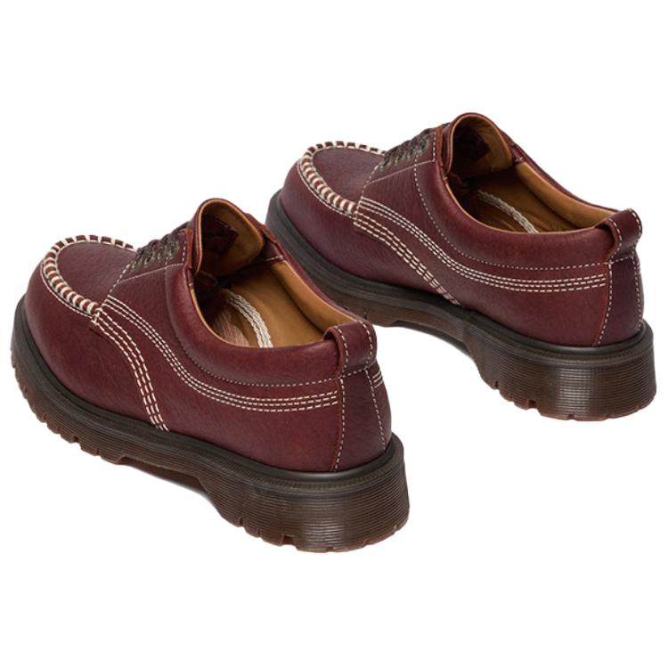 Dr. Martens Amp Vintage Round Toe Thick Sole Lace-Up Casual Leather Shoes Unisex Shoes Deep-Red 42091600