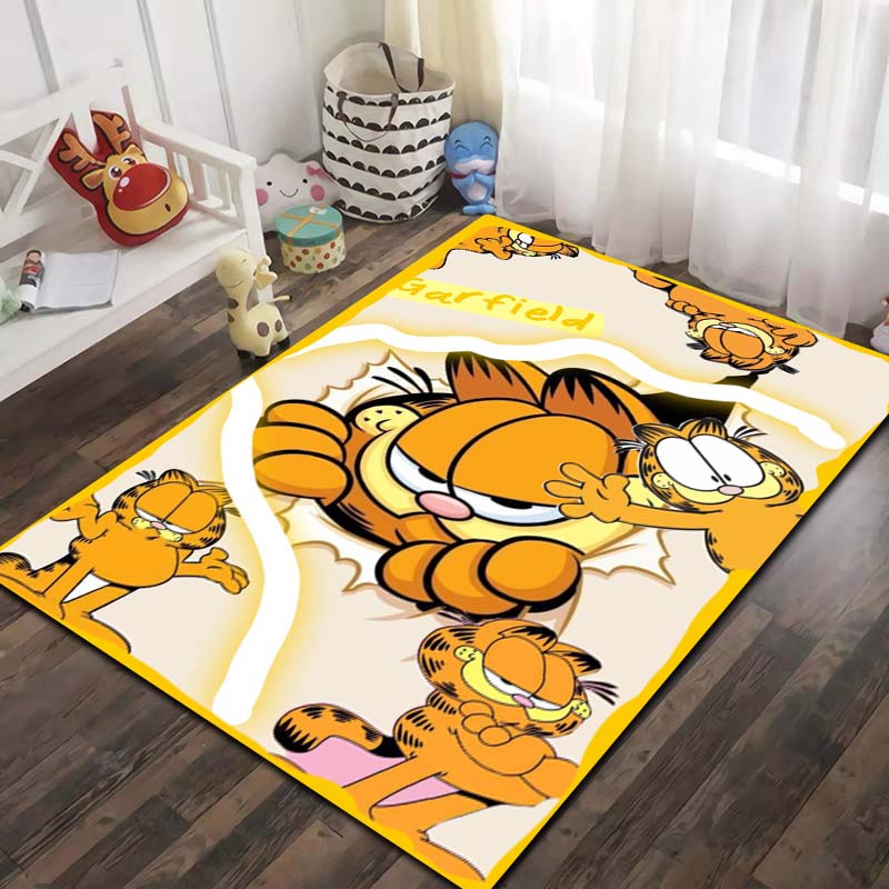 G Garfield Cartoon Cat Print Area Rug Non‑Slip Floor Mat Soft Carpet For Kids Bedroom Living Room Indoor Home Decor Holiday Gift