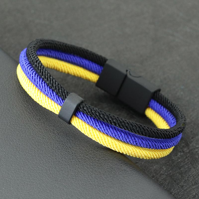 Noter Neues Roman Flaggenfarbe Armband für Männer 4 mm Nylonseil Kette Armband Öffnungsbare Magnetverschluss Spanisch Ukrainisch Symbol Armband