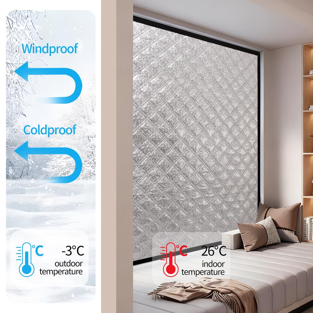 Winter-Thermo-Vorhänge mit Isolationswatte, Kälteschutz-Fensterisolierfolie, Verdickte schallisolierende und lichtundurchlässige Vorhänge