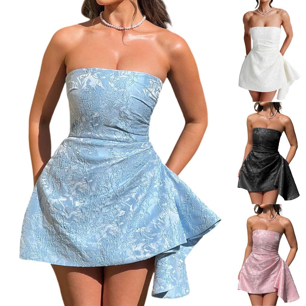 Women's Fashionable Print Round Neck Loose Short Sleeved Pocket Pullover Dress