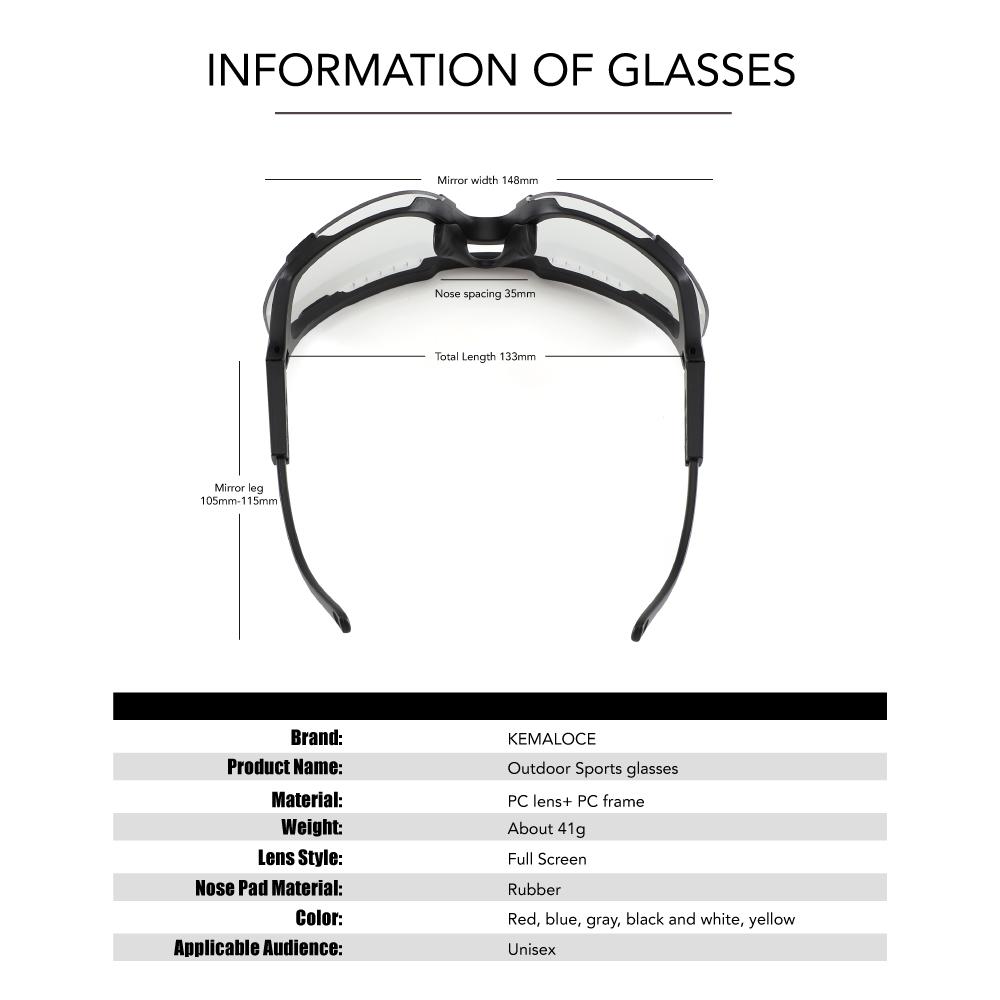 KEMALOCE 2025 Photochromic Cycling Sunglasses UV400 Outdoor Sports Men Women Bike Running MTB Eyewear Driving Goggles