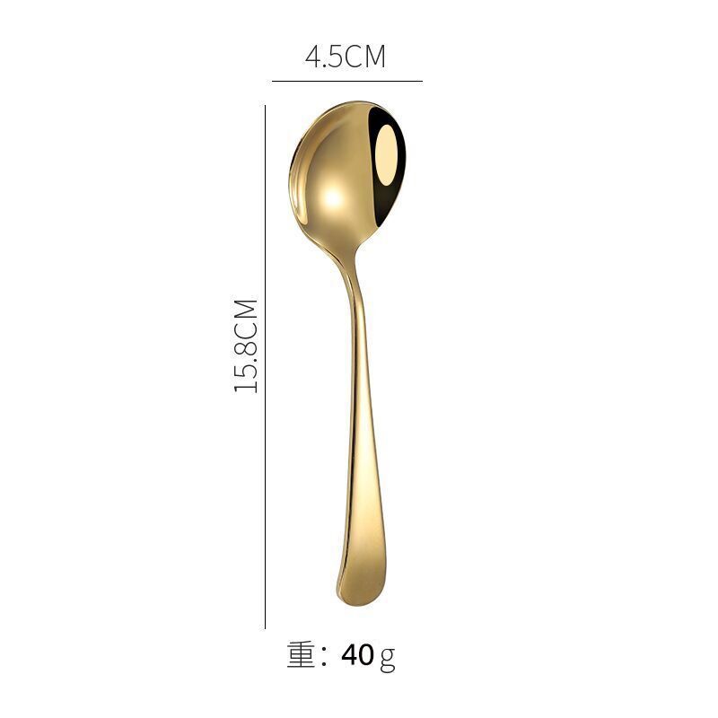1Pc Round Stainless Steel Soup Spoon 16cm Dishwasher Safe Coffee Dessert Stirring Spoon for Home Kitchen