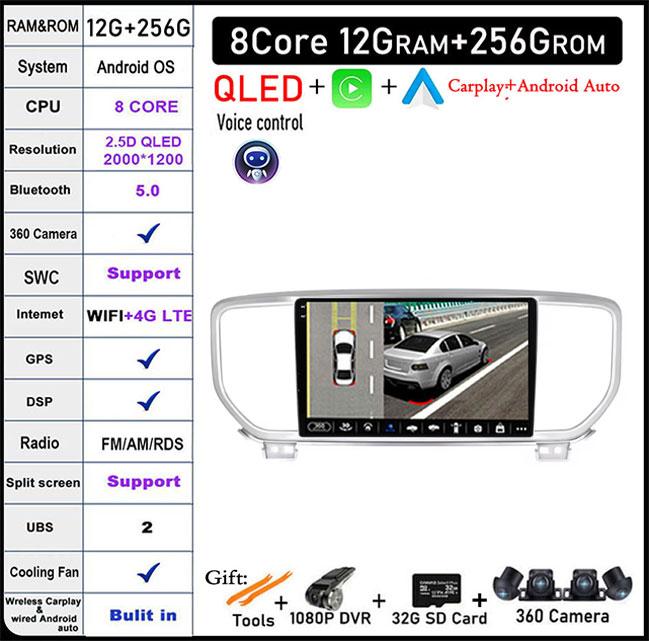 For KIA Sportage 4 2016 - 2020 KX5 kx5 4G Android 14 QLED Car Raido Navigatio Carplay Multimedia player GPS WIFI DSP BT