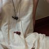 1PC Artistic Retro New Chinese Wooden Gourd Pendant Long Leather Rope Necklace for Women Girl Versatile Fashion Sweater Chain