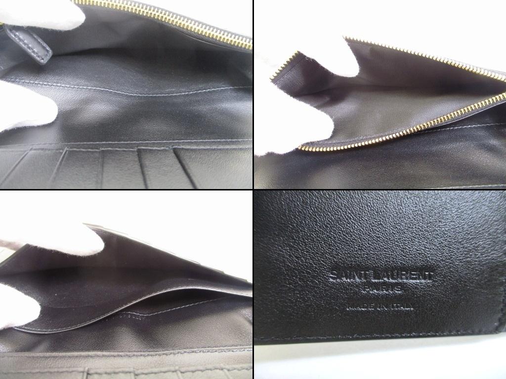 Authentic Saint Laurent YSL Black Leather Long Flap Wallet #b243 Seller refurbished