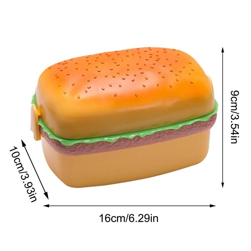 With Fork Spoon Hamburger Lunch Box Microwavable Food Storage Container Portable Lunch Box Picnic
