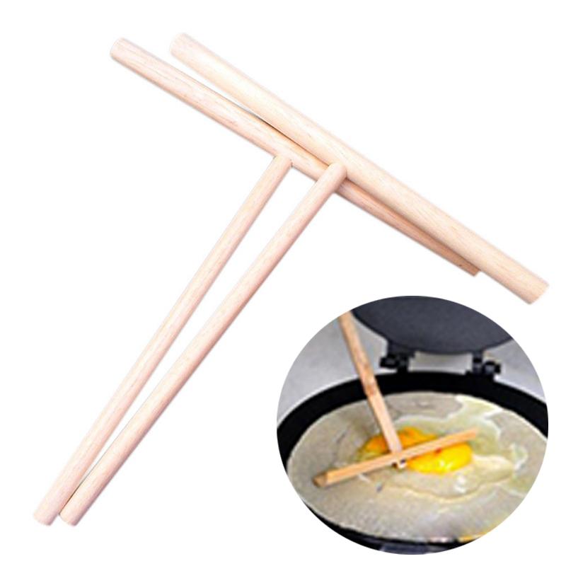Rake Round Crepe Spreader Batter Pancake Kitchen Tool 2X Wooden Kit 15cm