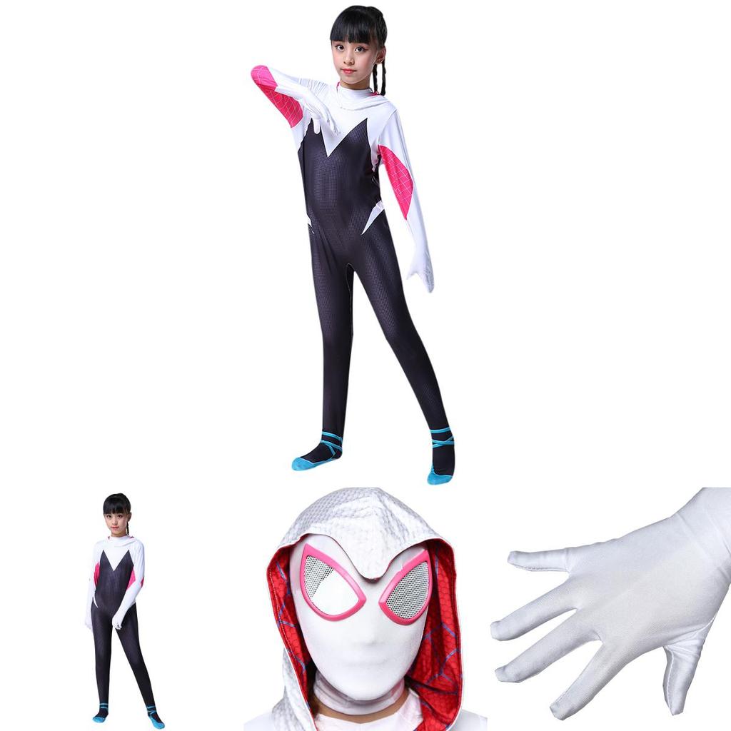 Vibrant Spider-man Into The Spider-verse Gwen Stacy Kids Costume Jumpsuit For Playful Adventures