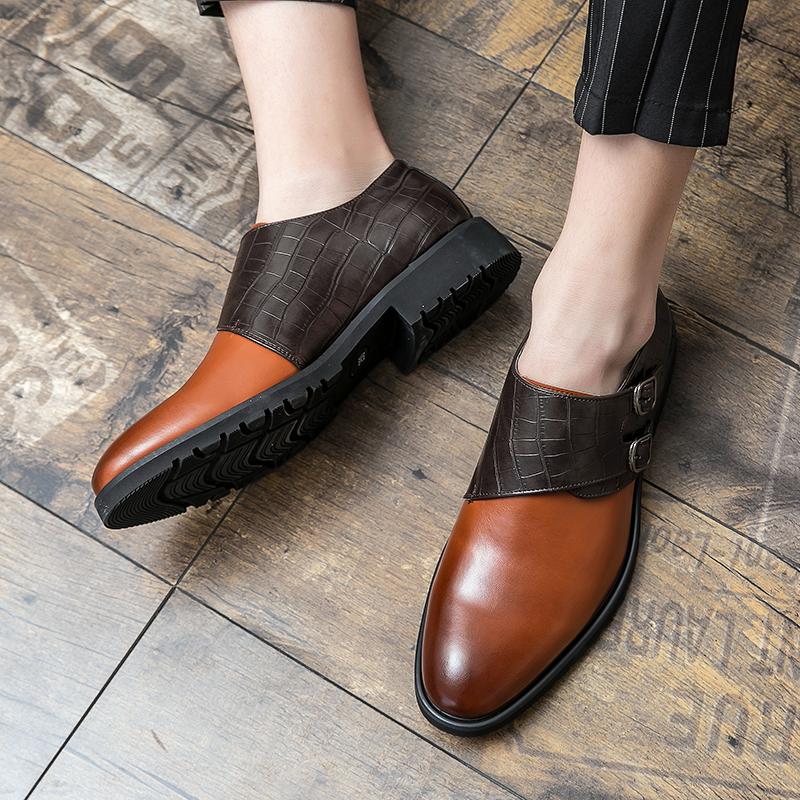 Golden Sapling Dress Loafers Patchwork Leather Shoes for Men Elegant Casual Business Shoe Men's Party Wedding Formal Office Flat