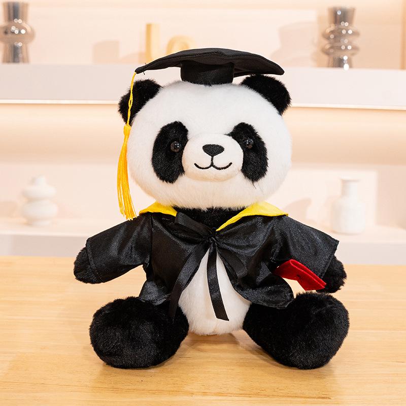 Graduation Panda Plush: Master's/Doctor's Cap Souvenir