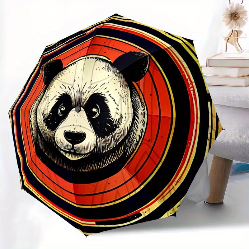 1pc Panda Circle Automatic Umbrella High Quality Canopy, Portable Folding Umbrella with, Ideal Gift for - Travel, Everyday, Formal Events, Stylish Acc