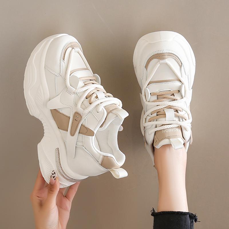 Fashion Cross Lace Up Platform Sneakers for Women Fashion Mix Color Chunky Vulcanized Shoes Woman 2025 Thick Bottom Sports Shoes Female