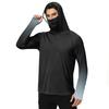 Men's Outdoor Casual Gradient Print Hooded Long Sleeve Sun Protection Shirt Lightweight Breathable Quick Dry Sports Top