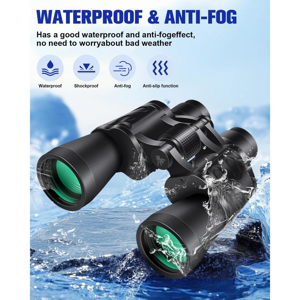 20x50 High Powered Binoculars for Adults, Clear Durable Binoculars for Bird Watching Sightseeing Wildlife Watching Travel Hunting Football Games