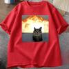 Whimsical Cat Explosion Print TShirt Unisex Women Loose Cotton Funny Short Sleeve T Shirt Cat Lover Tees Unisex Tops Y2k Clothes