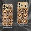 Gold Heart Pattern Prin fashion phone cases phone case fundas carcasa Glass Phone Case for iPhone 17 16 15 14 13 12pm Pro Plus