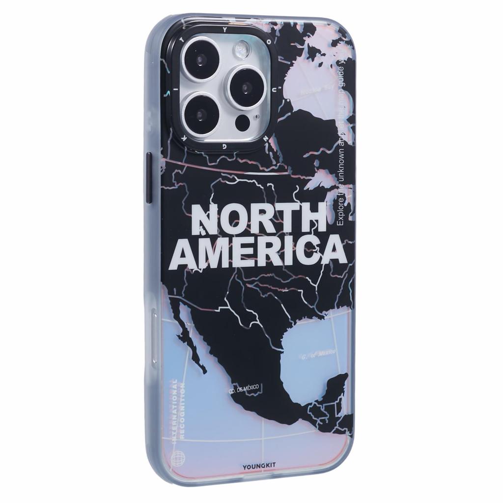 YOUNGKIT Global Series for iPhone 16 Pro Max Case Compatible with MagSafe IMD Map Design PC+TPU Phone Cover