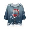 Women's Casual 3/4 Sleeve Hooded Christmas T-Shirt for Holiday Parties and Everyday Wear