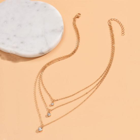 Colier pentru femei pandantiv rotund cu strasuri, reglabil în trei straturi, cu lungime extinsă, pentru petrecerea de absolvire, pentru gât, bijuterii, colier de nuntă