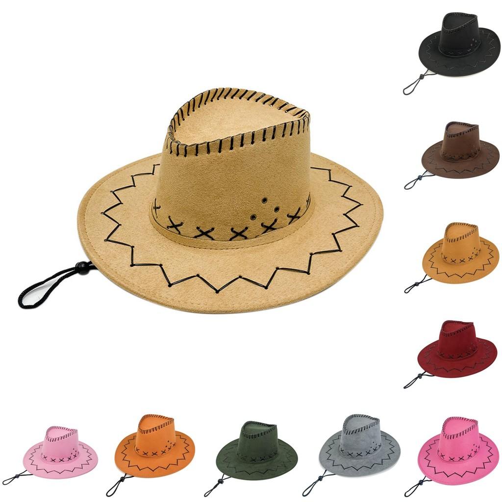 West Outdoor Cowboy Hat Sun Protection Breathable Solid Color Cap Unisex Gift