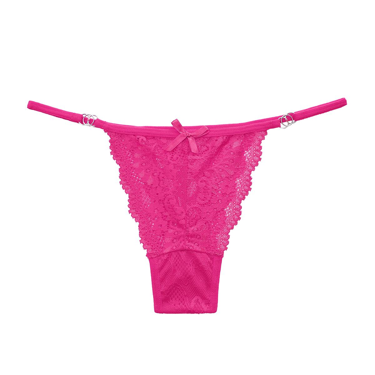 

Женские трусики-стринги, сексуальные кружевные трусы с цветами и низкой талией, модные прозрачные трусы197 M ярко-розовый