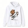 Kids Boys Girls Casual Pullover Hoodie, Funny Capybara Taekwondo Black Belt Karate Kick Cartoon Print Soft Hooded Sweatshirt for Children Daily Wear