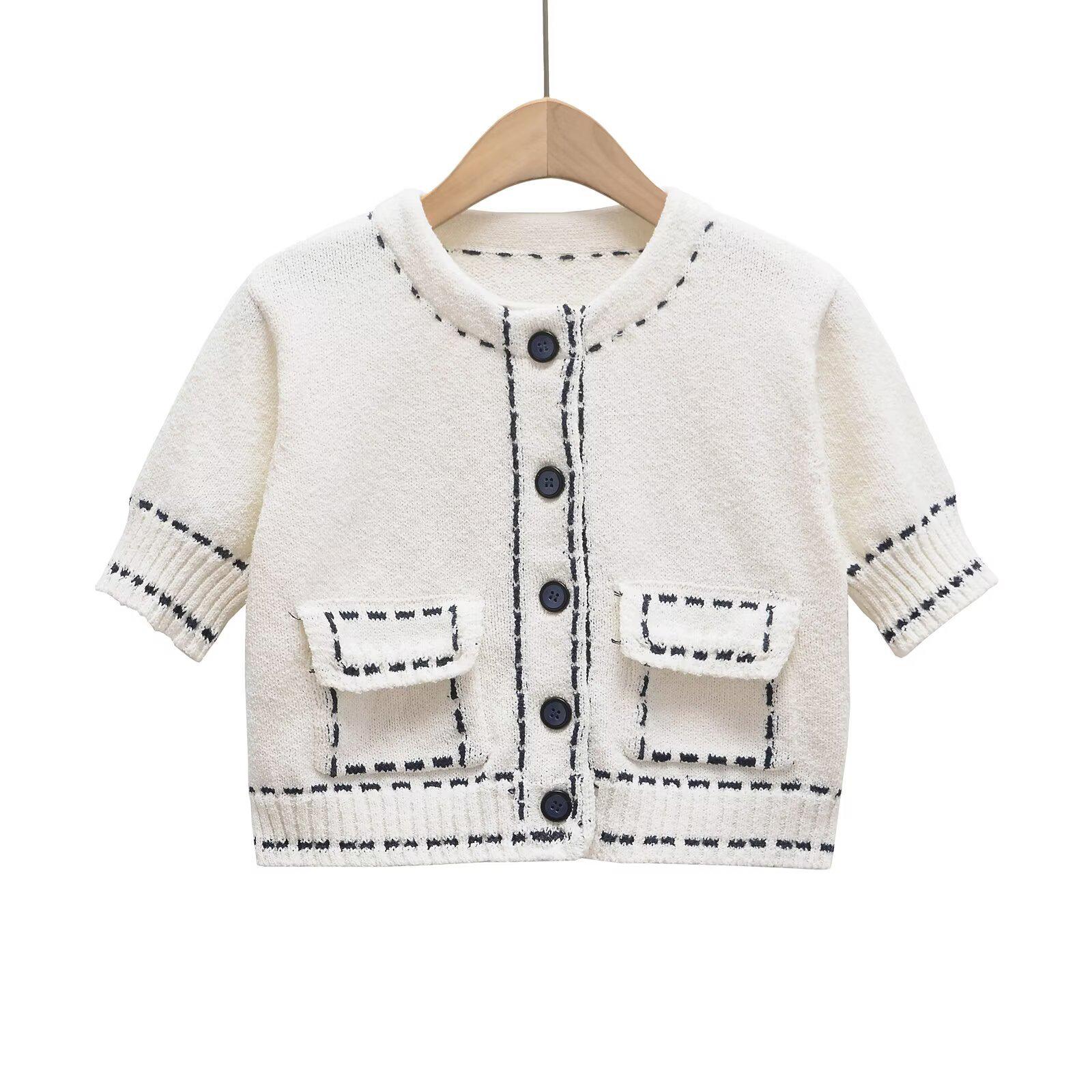 

Женский вязаный кардиган с коротким рукавом приталенного силуэта, весна/лето 2025 Medium белый