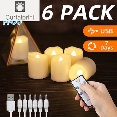 Candele a LED tremolanti senza fiamma con timer ricaricabile, telecomando, lumini da tè elettrici, lampada per matrimonio, casa, candela decorativa