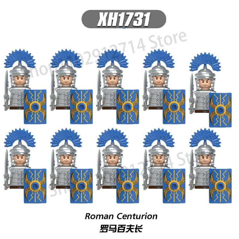 10Pcs/Set Historical Medieval Sparta Heroes Crusader Roman Soldiers Building Blocks Military Action Figures Bricks Toys For Kids