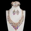 Exaggerated Jewelry Crystal Gem Necklace Earrings Four-Piece Women'S Dress Dinner Accessories