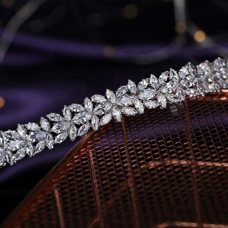 CZ Luksusowa Tiara Ślubna Klasyczna Modna Ślubna Biżuteria do Włosów Opaska Rocznicowa dla Kobiet BC5633 Corona Princesa