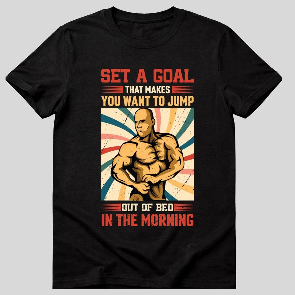Motivational Gym TShirt for Unisex Unisex Tee Top Quote Set A Goal S