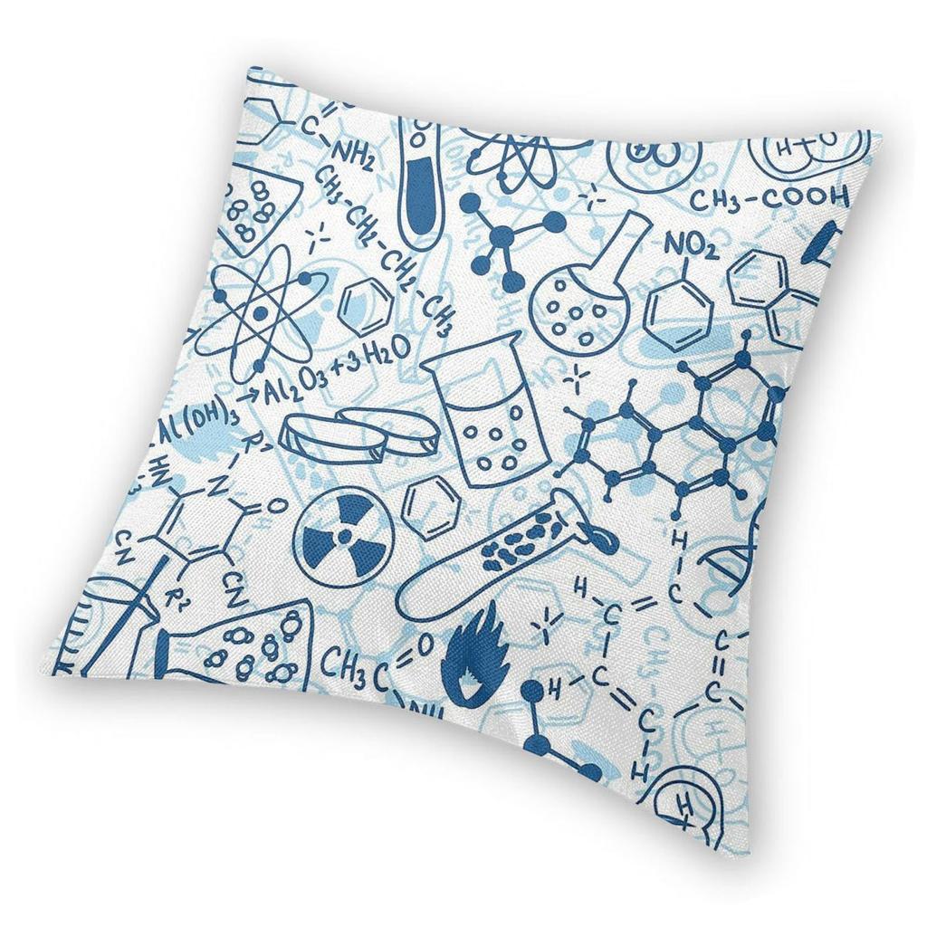 Chemistry Science Square Pillowcase Polyester Linen Velvet Creative Zip Decorative Pillow Case Sofa Seater Cushion Cover 18"