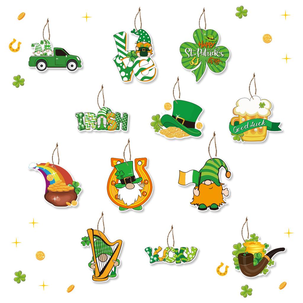12pcs/set St. Patrick's Party Decoration Hang Tag, Irish Festival Party Decoration Hang Tag, Hang Card,Party Hang Tag Decoration