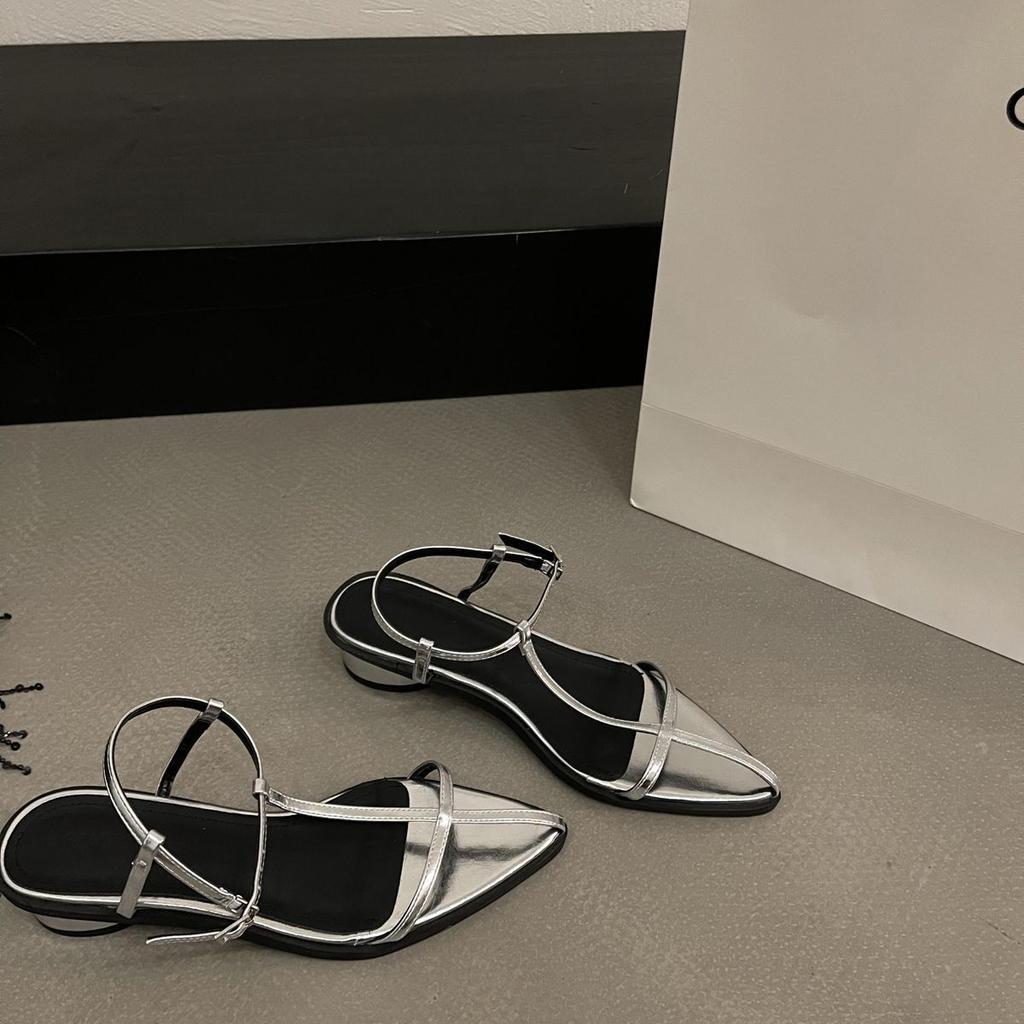 Damen Ballerinas Sandalen Designer Spitz Zehen Riemchen Schnalle Sandalen Sommer Neu Strandschuhe für Damen Lässige Römerschuhe Sandalias Mujer