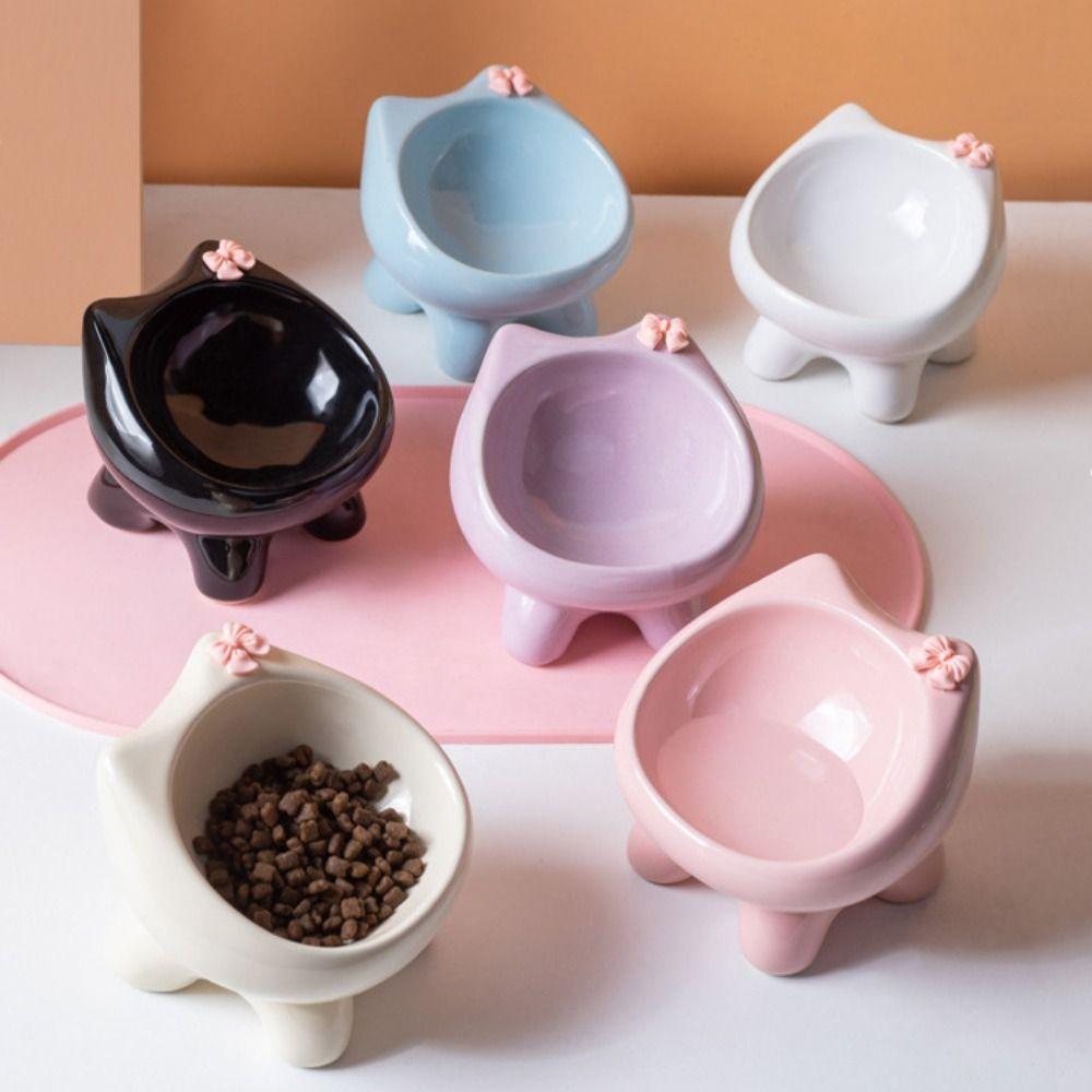 Bow-Tie Ceramic Pet Bowls Large-Diameter Pet Food Bowls Cat Water Bowl  for Cats and Dogs