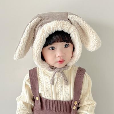 Fleece Rabbit Ear Hat Cute Ear Protection Hat Soft Baby Beanie Cap  Boys Girls